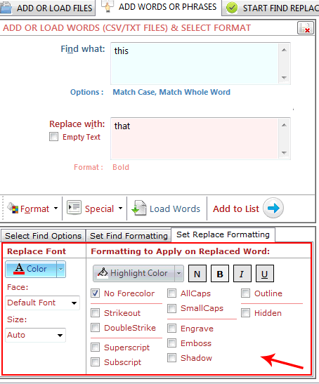 Advance find replace