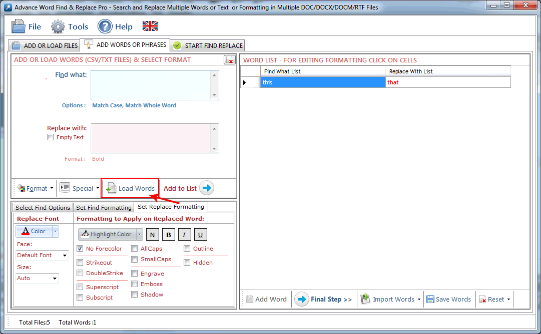 Advance find replace