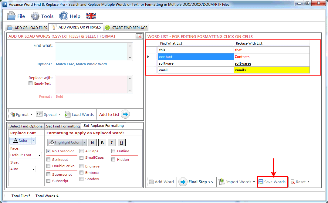 Advance find replace