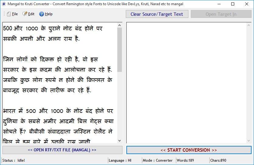 Mangal to Kruti Converter